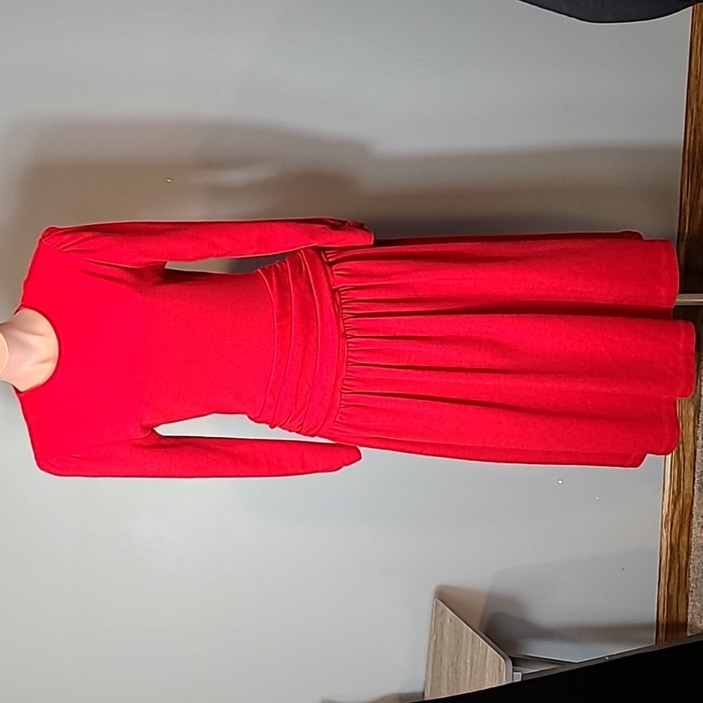 Vintage 1980s Sweater Dress‎ Jewel Tone Red Holiday Luxury Wedding Guest Casual